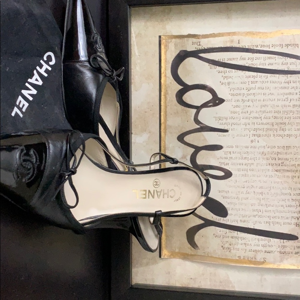 Chanel Black Sling Back Pumps